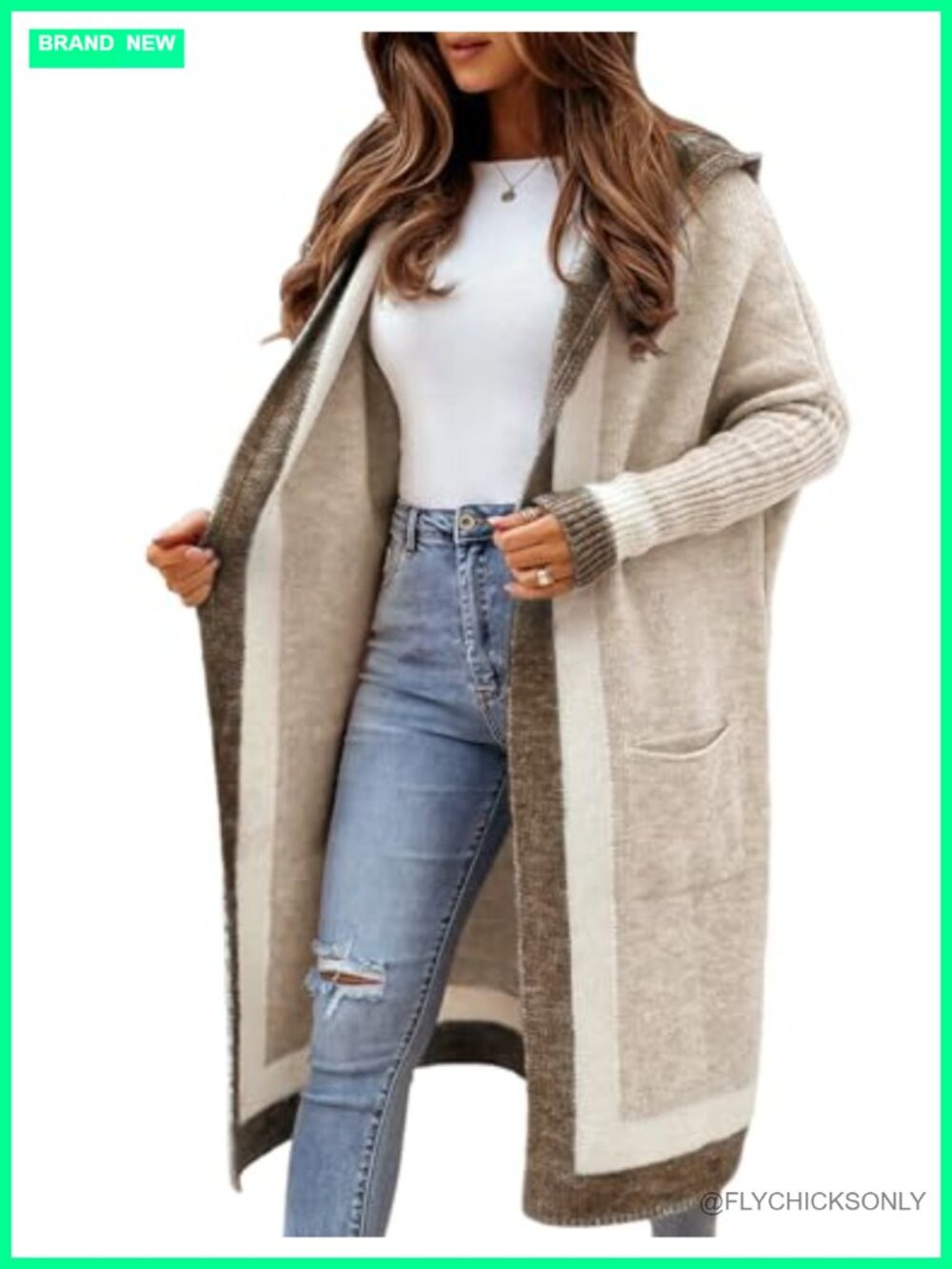 Oversized Cable Knit Hooded Long Cardigan Open Front Sweater Outwear